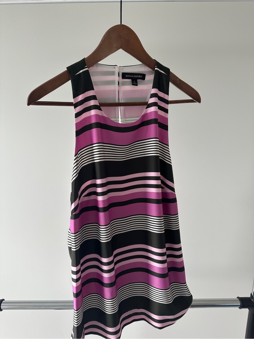 Banana Republic Pink, Black & White Striped Sleeveless Camisole